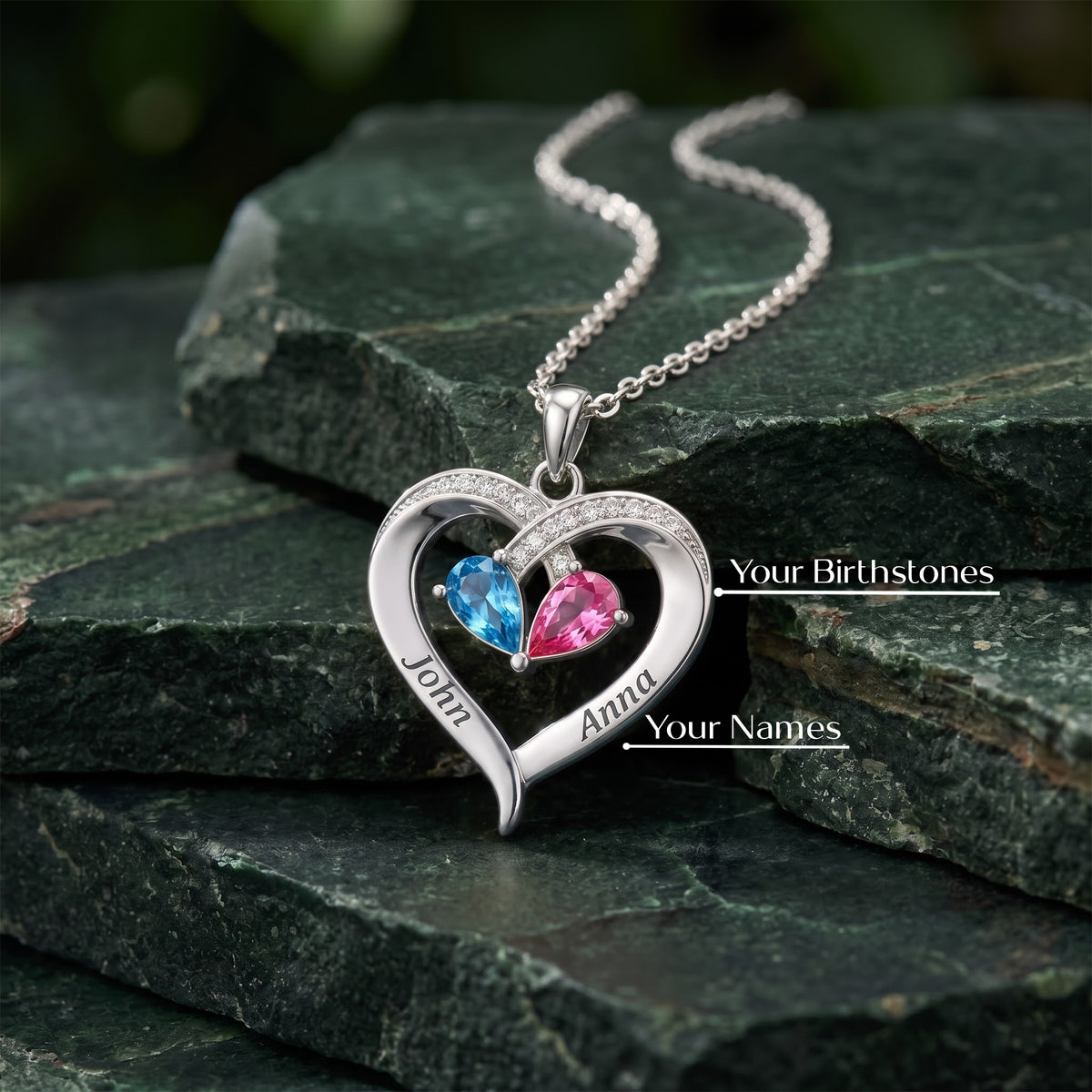 To My Love Birthstone Heart Necklace