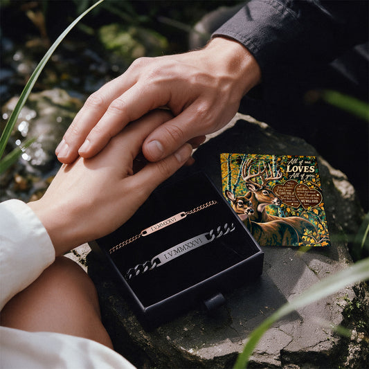 All Of Me Deer Engraved Couples Bracelets