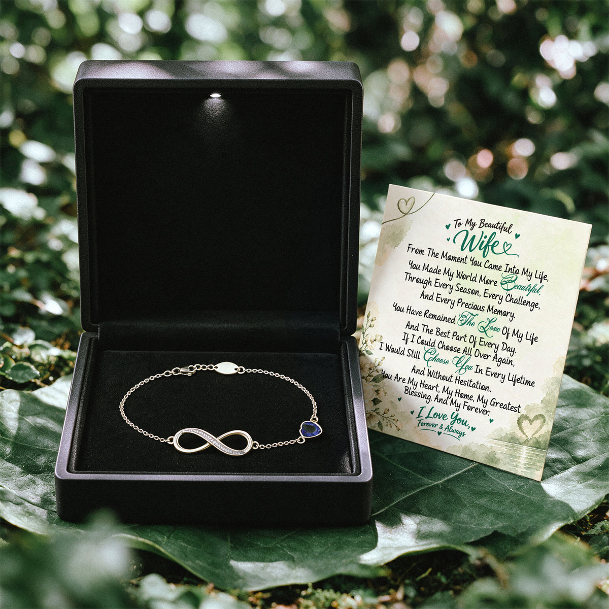 To My Beautiful Wife Infinity Birthstone Bracelet
