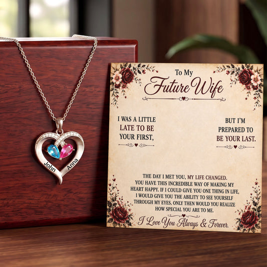 To My Future Wife - Birthstone Heart Necklace