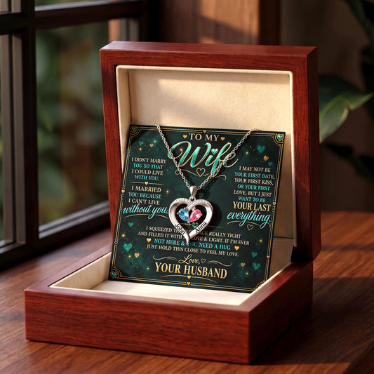 To My Wife Birthstone Heart Necklace