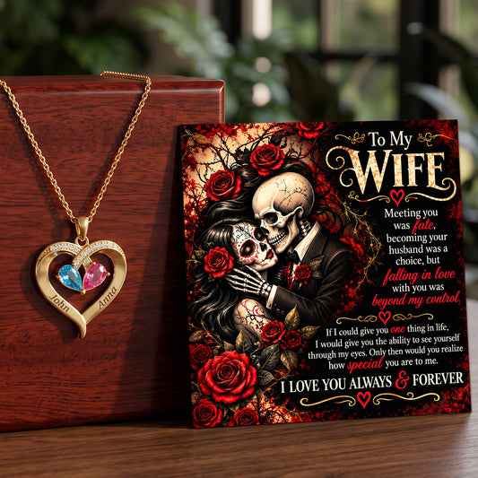To My Wife Love Beyond Death Birthstone Heart Necklace