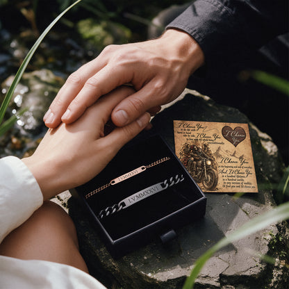 I Choose You Biker Skeleton Engraved Couples Bracelets