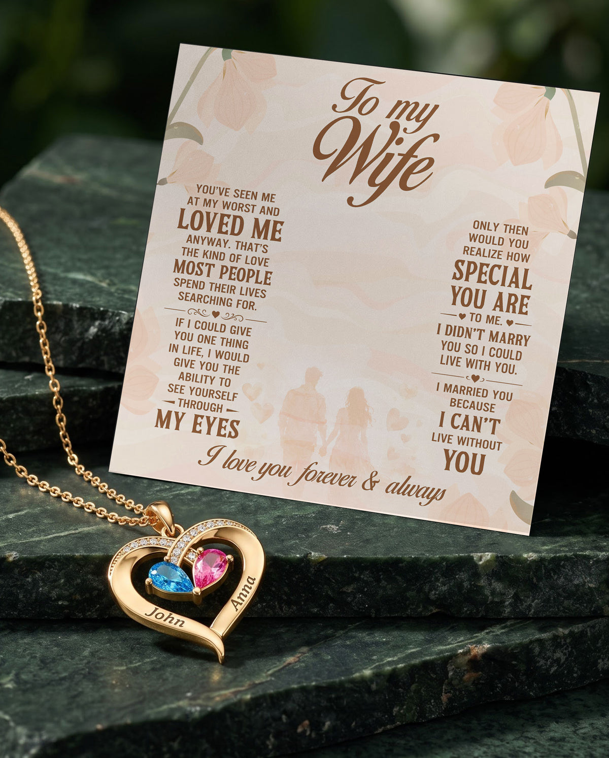 I Can't Live Without You - Birthstone Heart Necklace