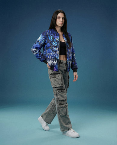 Karma Fairy Skull Butterfly Bomber Jacket