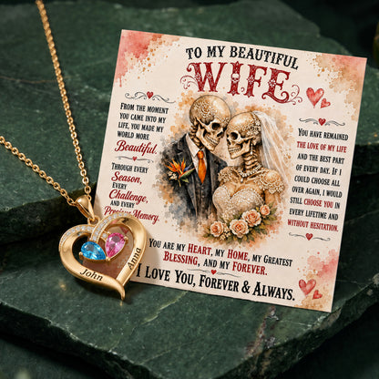 You Are My Heart Skeleton Birthstone Heart Necklace
