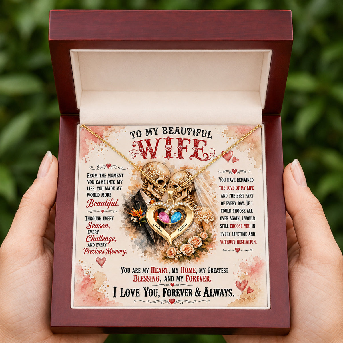 You Are My Heart Skeleton Birthstone Heart Necklace