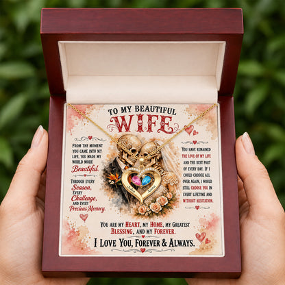 You Are My Heart Skeleton Birthstone Heart Necklace