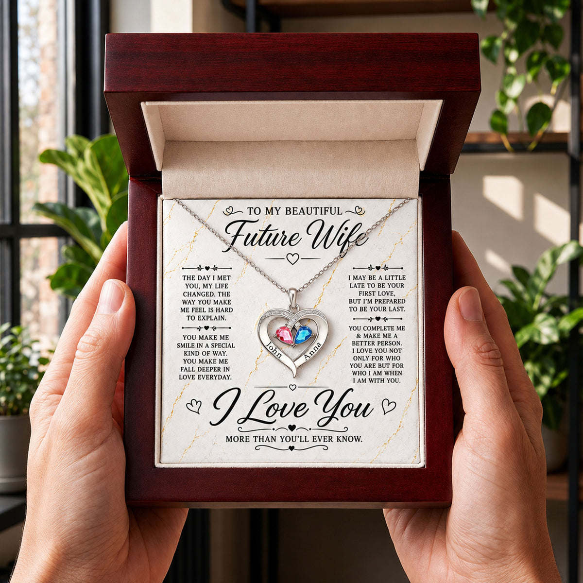 I Love You Birthstone Heart Necklace