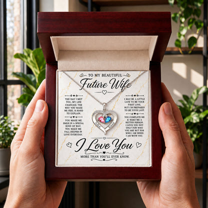 I Love You Birthstone Heart Necklace