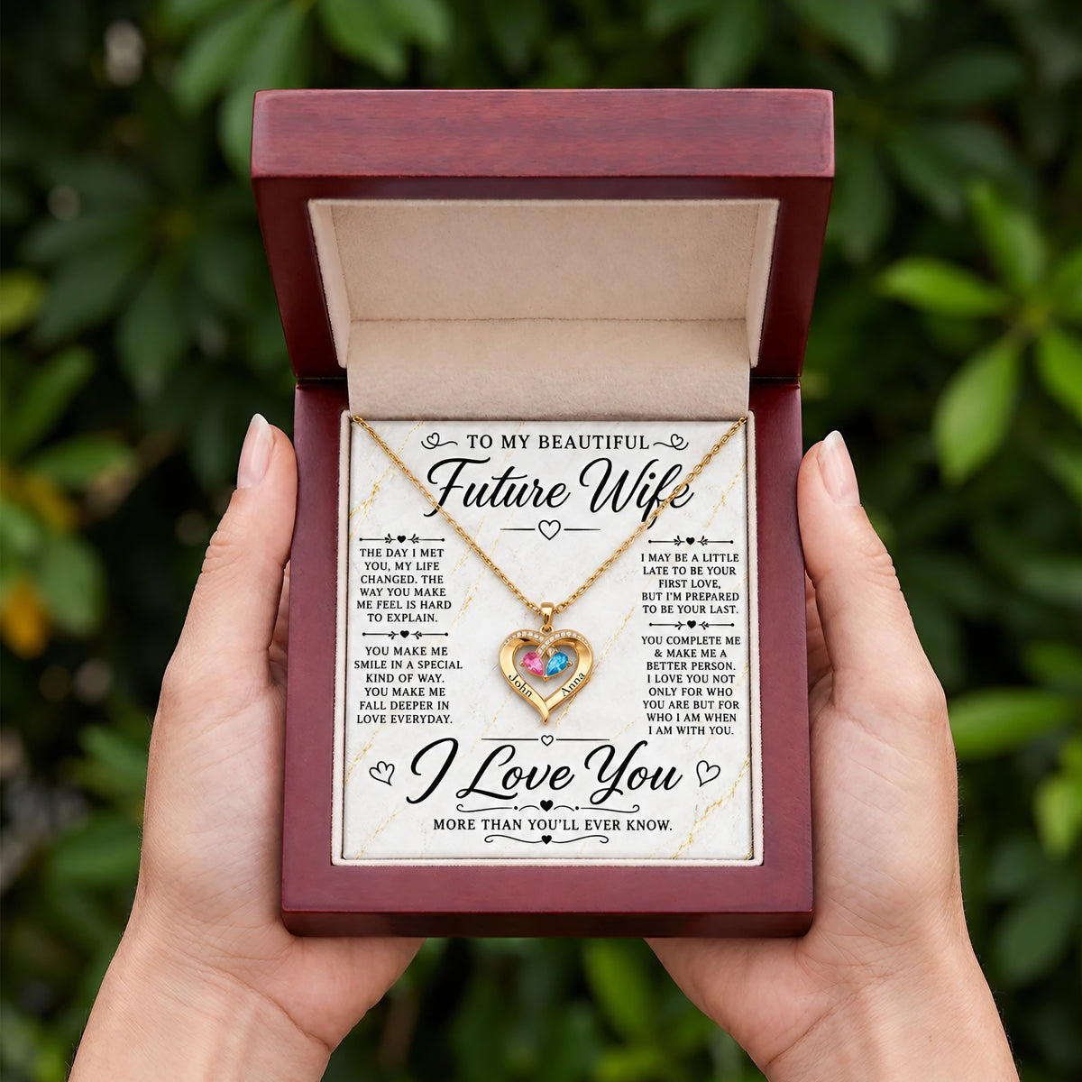 I Love You Birthstone Heart Necklace
