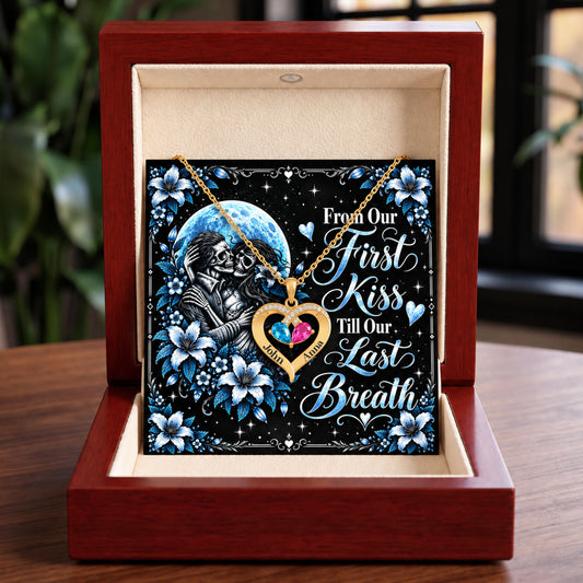 From Our First Kiss Skeleton Birthstone Heart Necklace
