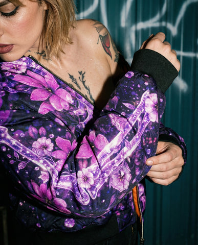 Celestial Spine Bloom Bomber Jacket