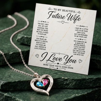 I Love You Birthstone Heart Necklace