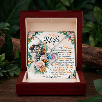 Love You Forever Skeleton Birthstone Heart Necklace