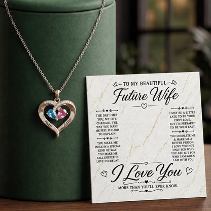 I Love You Birthstone Heart Necklace