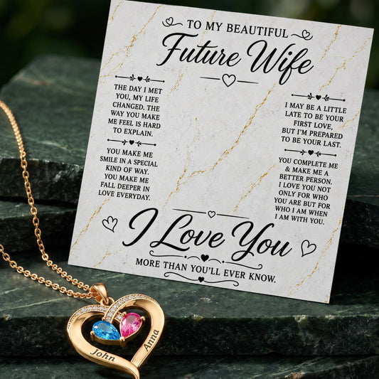 I Love You Birthstone Heart Necklace