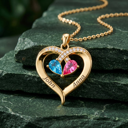 You Are My Heart Skeleton Birthstone Heart Necklace