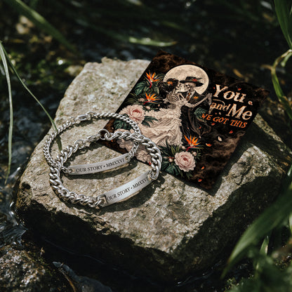 You And Me Skeleton Engraved Couples Bracelets