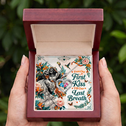 From Our First Kiss Skeleton Birthstone Heart Necklace
