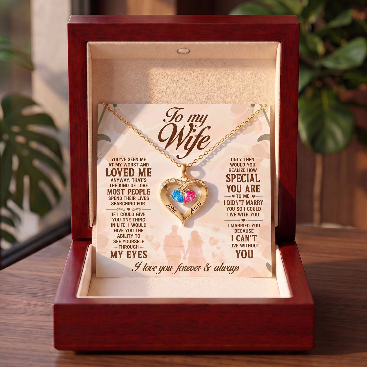 I Can't Live Without You - Birthstone Heart Necklace