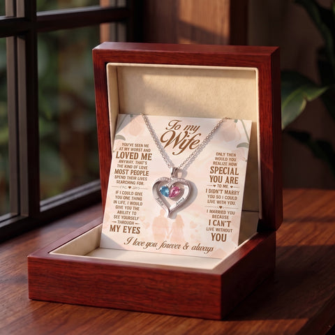 Personalized I Can't Live Without You Birthstone Heart Necklace  - Tlno2708261