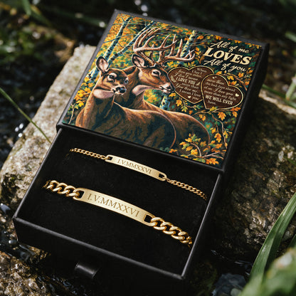 All Of Me Deer Engraved Couples Bracelets