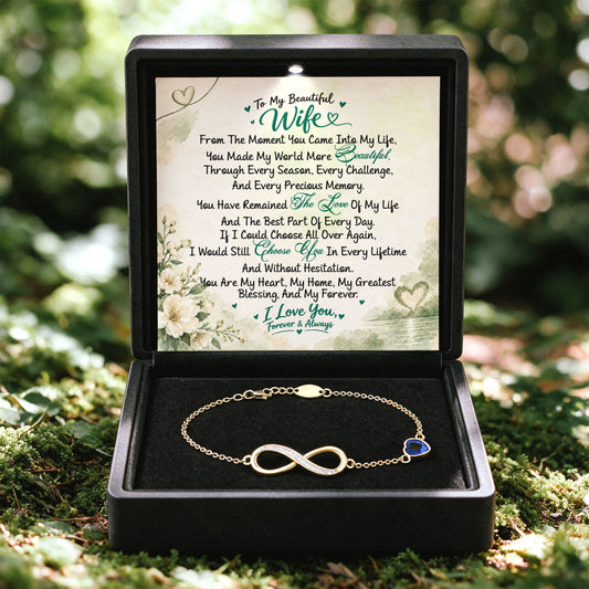 To My Beautiful Wife Infinity Birthstone Bracelet