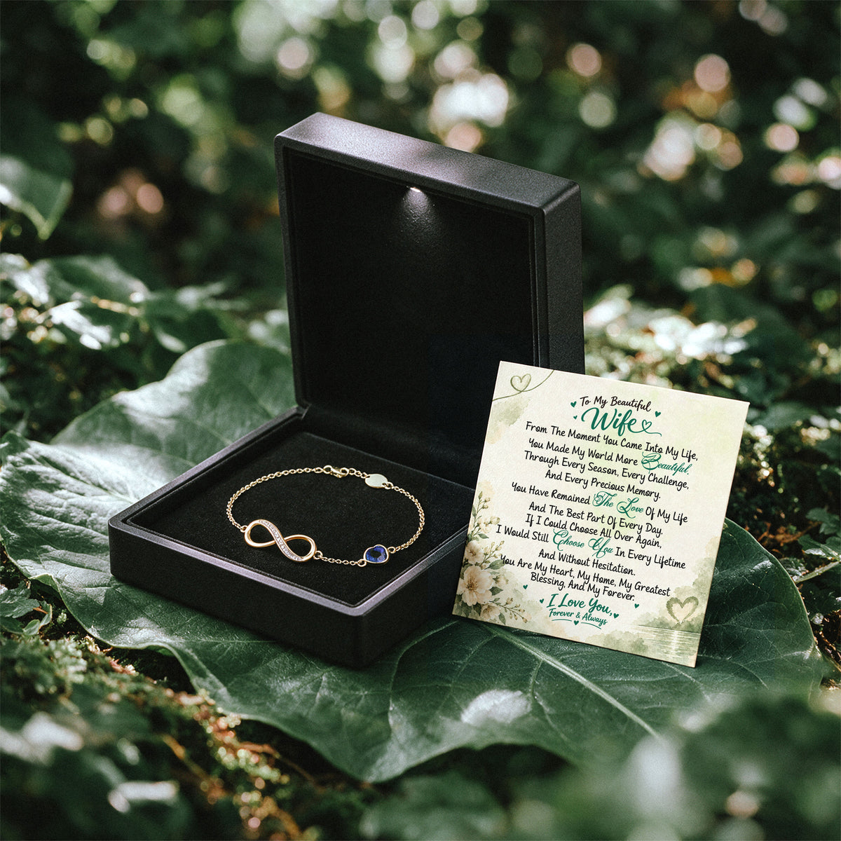 To My Beautiful Wife Infinity Birthstone Bracelet