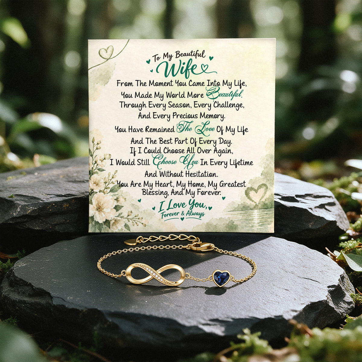 To My Beautiful Wife Infinity Birthstone Bracelet