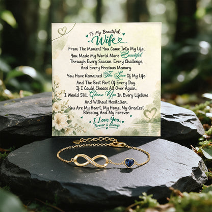 To My Beautiful Wife Infinity Birthstone Bracelet
