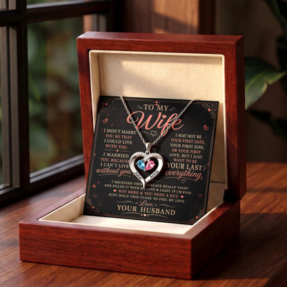 To My Wife - Birthstone Heart Necklace
