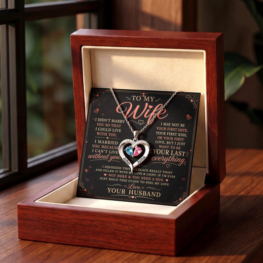 To My Wife - Birthstone Heart Necklace