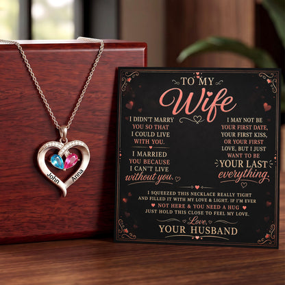 To My Wife - Birthstone Heart Necklace