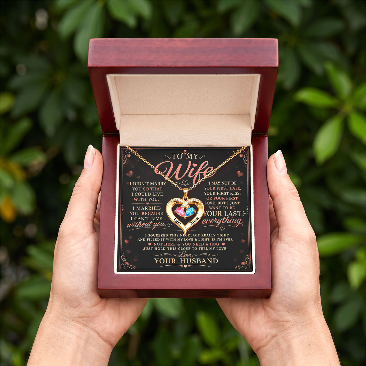 To My Wife - Birthstone Heart Necklace