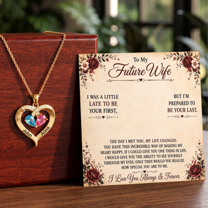 To My Future Wife - Birthstone Heart Necklace