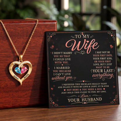 To My Wife - Birthstone Heart Necklace