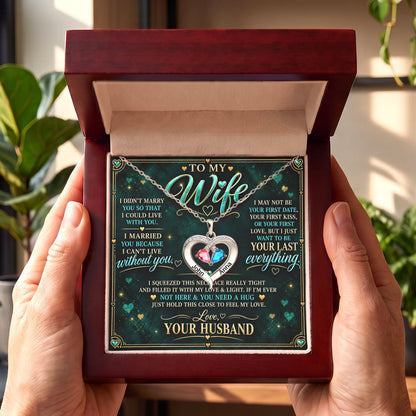 To My Wife Birthstone Heart Necklace