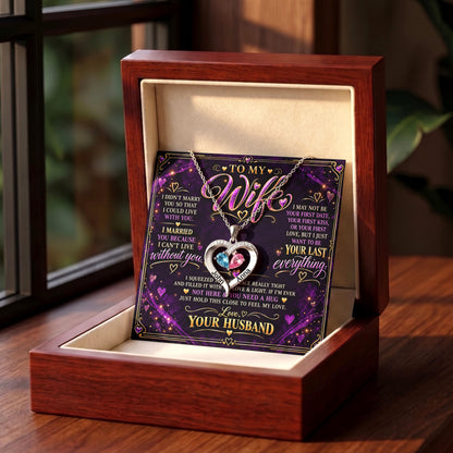 To My Wife Purple Birthstone Heart Necklace