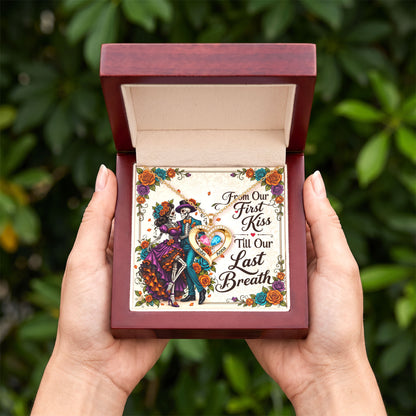 From Our First Kiss Skeleton Birthstone Heart Necklace