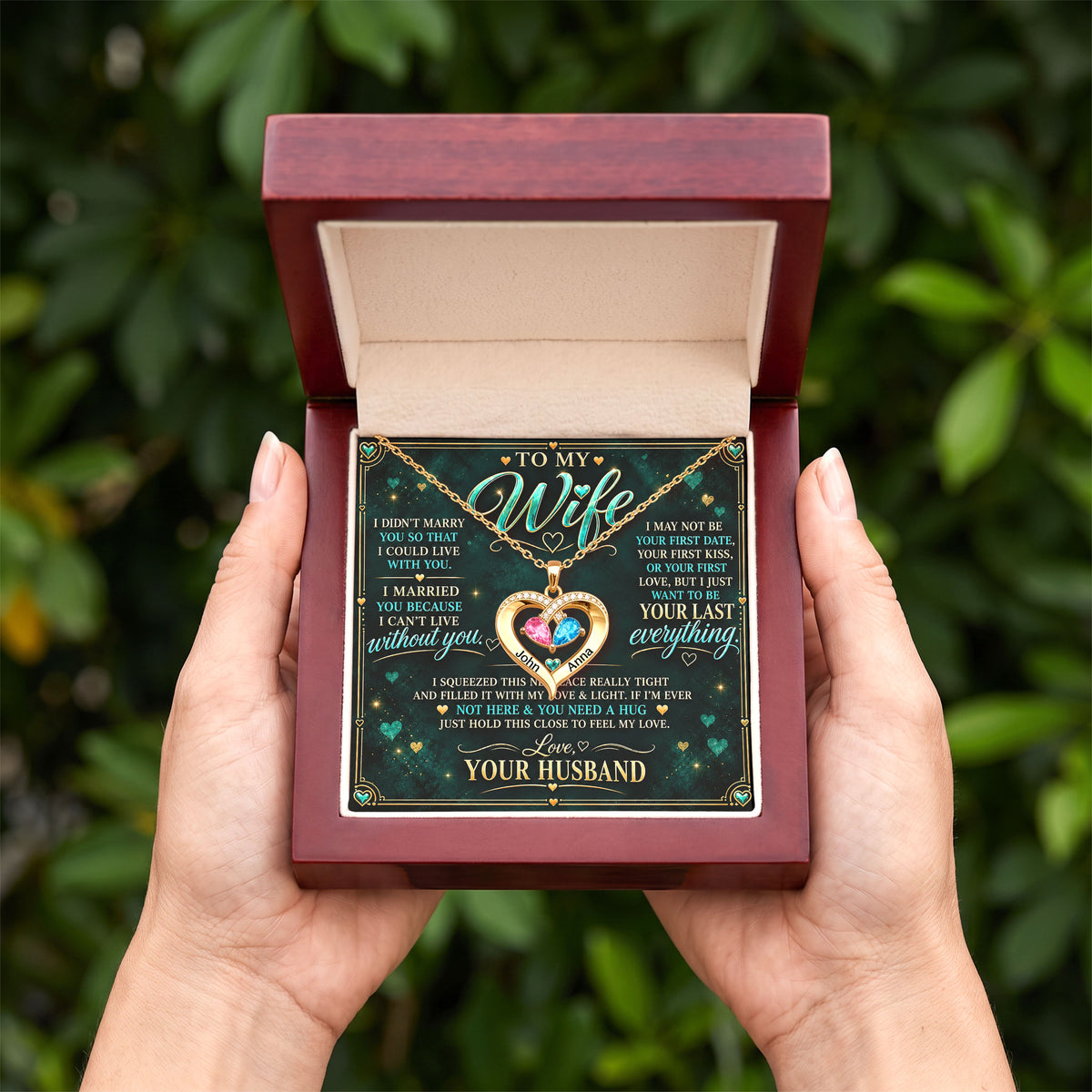 To My Wife Birthstone Heart Necklace
