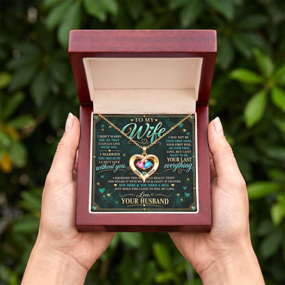 To My Wife Birthstone Heart Necklace