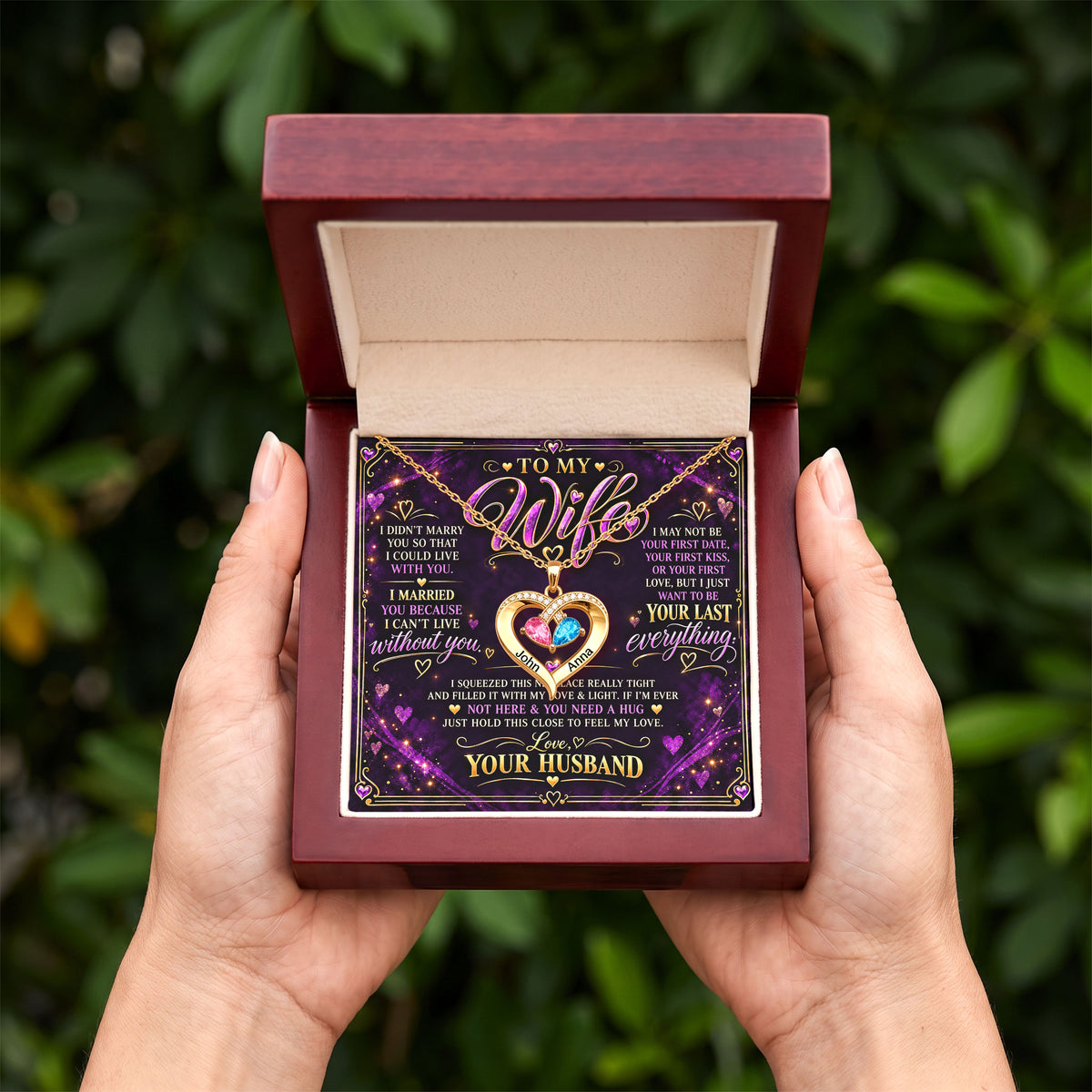 To My Wife Purple Birthstone Heart Necklace