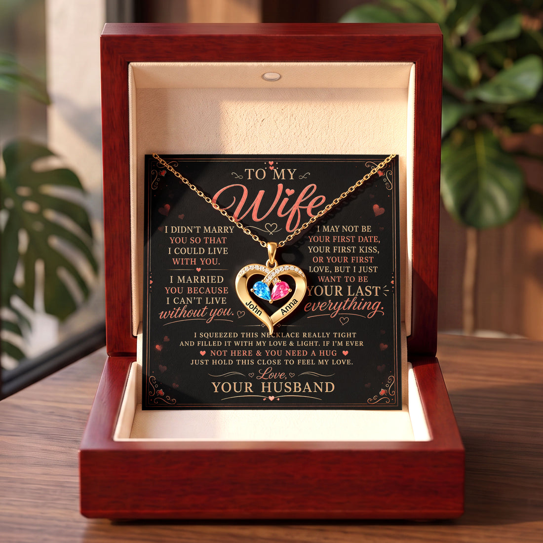 Personalized Meaningful Gift for Wife Birthstone Heart Necklace - Tlnt2808261