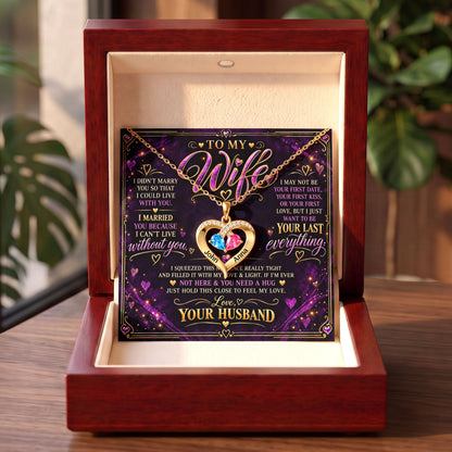 To My Wife Purple Birthstone Heart Necklace