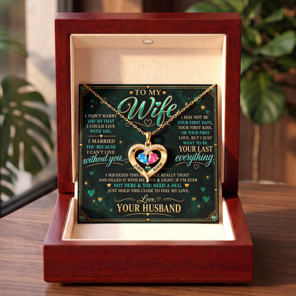 To My Wife Birthstone Heart Necklace