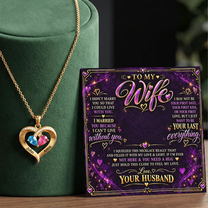 To My Wife Purple Birthstone Heart Necklace