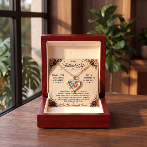 Personalized To My Future Wife Birthstone Heart Necklace  - Tlnt2708267