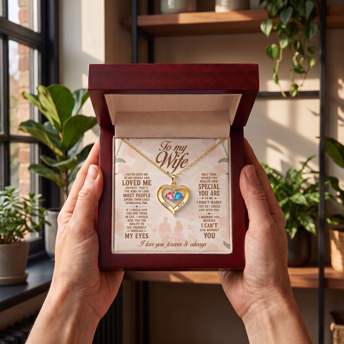 Personalized I Can't Live Without You Birthstone Heart Necklace  - Tlno2708261