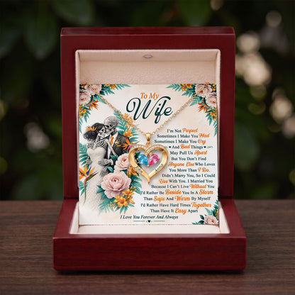 Love You Forever Skeleton Birthstone Heart Necklace